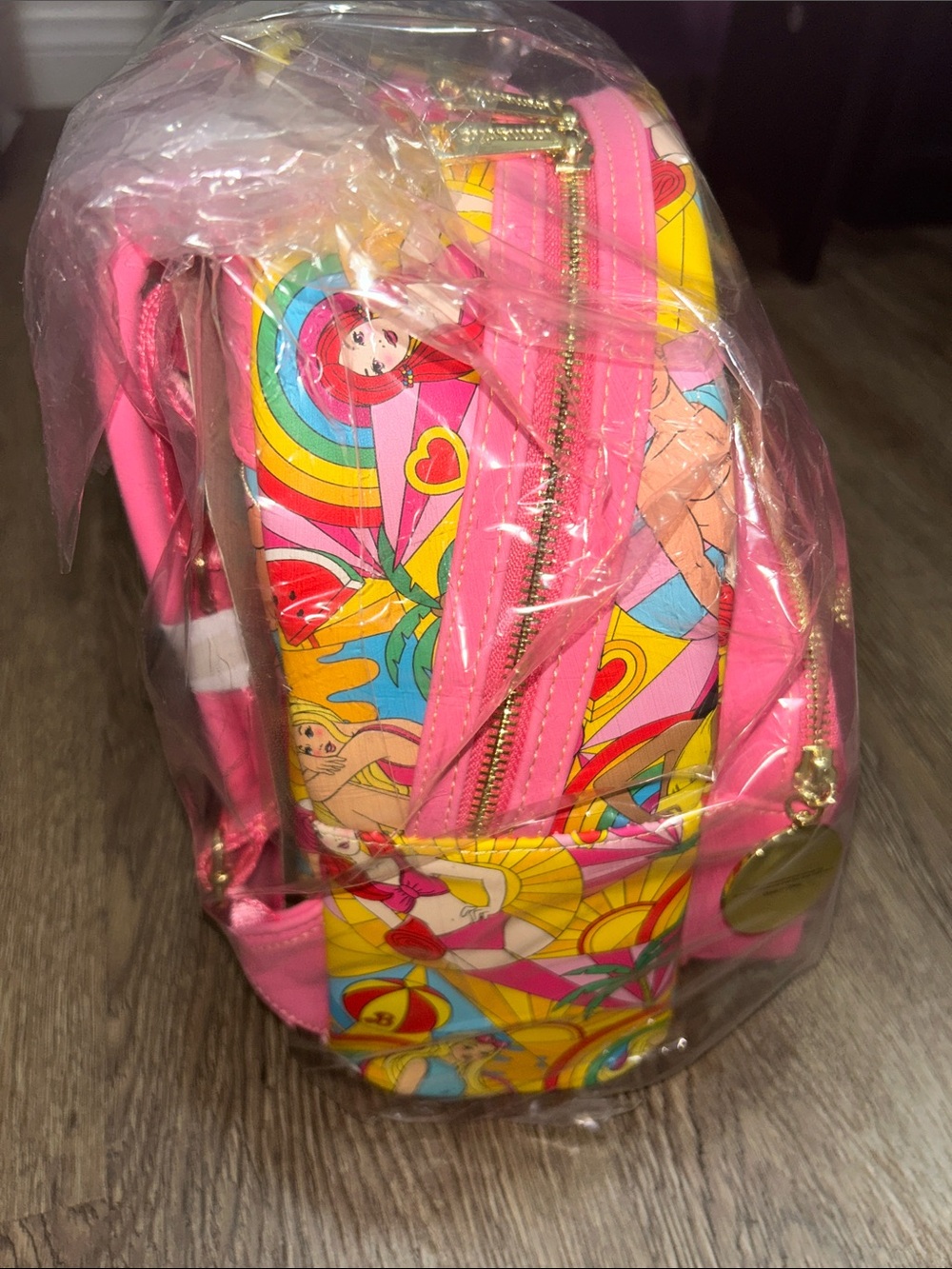 Barbie Pink Retro Rainbow Graphic Mini Backpack - Picture 2 of 3